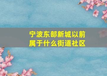 宁波东部新城以前属于什么街道社区