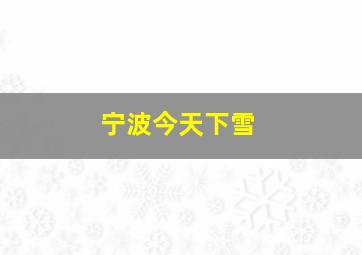 宁波今天下雪