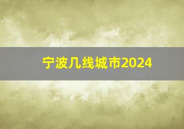 宁波几线城市2024