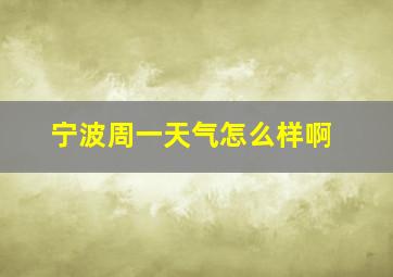 宁波周一天气怎么样啊