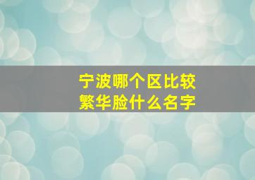 宁波哪个区比较繁华脸什么名字