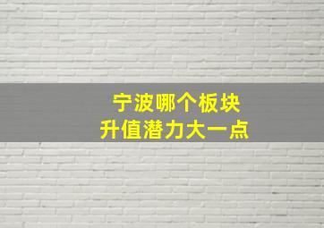 宁波哪个板块升值潜力大一点