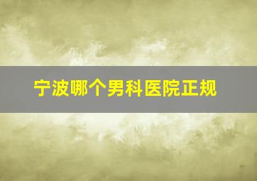 宁波哪个男科医院正规