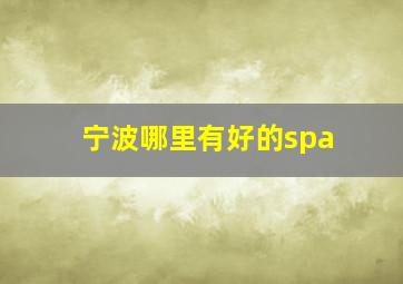 宁波哪里有好的spa