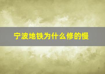 宁波地铁为什么修的慢