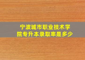 宁波城市职业技术学院专升本录取率是多少