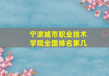 宁波城市职业技术学院全国排名第几