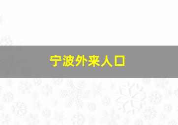 宁波外来人口