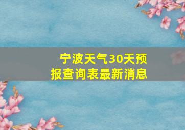 宁波天气30天预报查询表最新消息