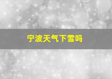 宁波天气下雪吗