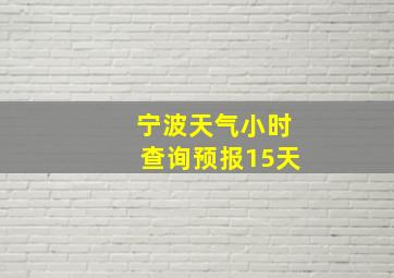 宁波天气小时查询预报15天