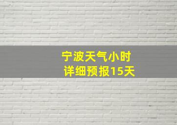 宁波天气小时详细预报15天