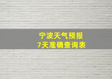 宁波天气预报7天准确查询表