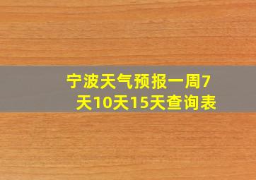 宁波天气预报一周7天10天15天查询表