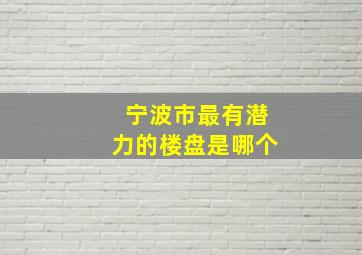 宁波市最有潜力的楼盘是哪个