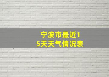 宁波市最近15天天气情况表