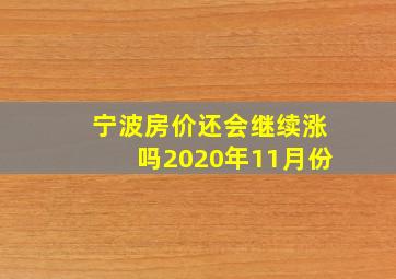 宁波房价还会继续涨吗2020年11月份