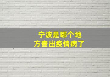 宁波是哪个地方查出疫情病了