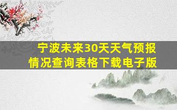 宁波未来30天天气预报情况查询表格下载电子版