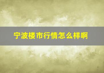 宁波楼市行情怎么样啊