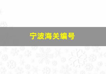 宁波海关编号