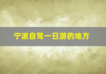 宁波自驾一日游的地方