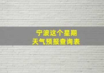 宁波这个星期天气预报查询表