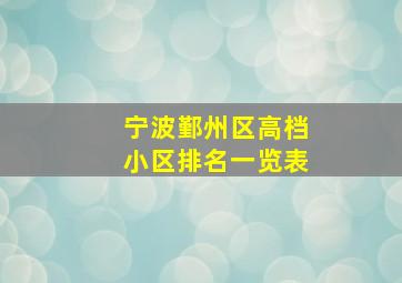 宁波鄞州区高档小区排名一览表