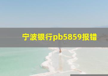 宁波银行pb5859报错