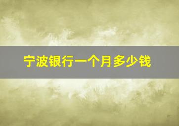 宁波银行一个月多少钱