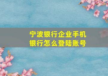 宁波银行企业手机银行怎么登陆账号