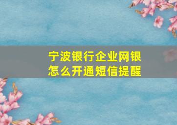 宁波银行企业网银怎么开通短信提醒