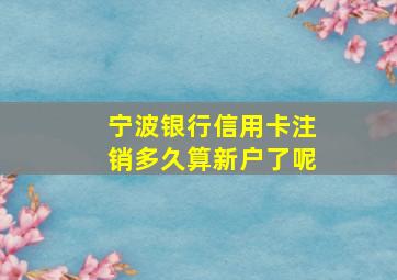 宁波银行信用卡注销多久算新户了呢