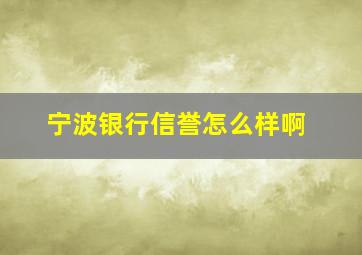 宁波银行信誉怎么样啊