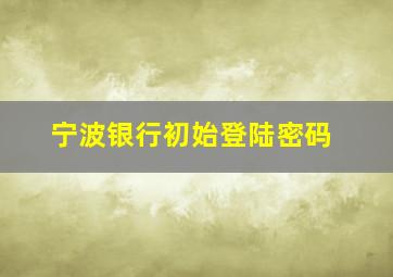 宁波银行初始登陆密码