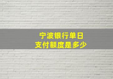 宁波银行单日支付额度是多少