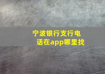 宁波银行支行电话在app哪里找