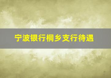 宁波银行桐乡支行待遇