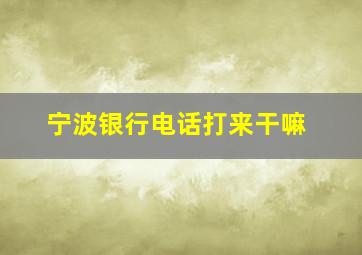 宁波银行电话打来干嘛