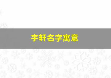 宇轩名字寓意