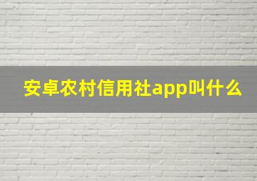 安卓农村信用社app叫什么