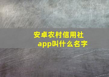 安卓农村信用社app叫什么名字