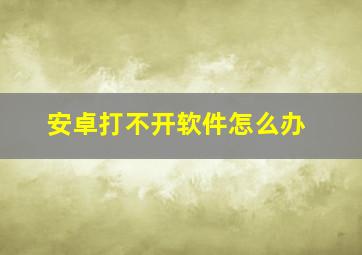 安卓打不开软件怎么办