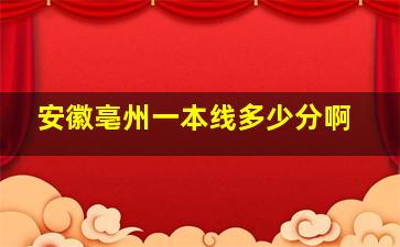 安徽亳州一本线多少分啊