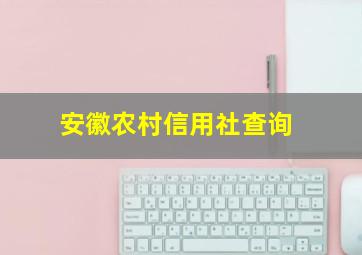 安徽农村信用社查询