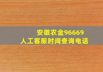 安徽农金96669人工客服时间查询电话