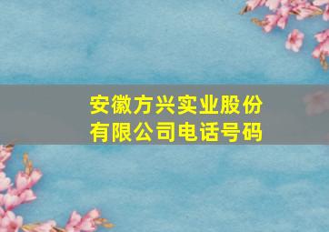 安徽方兴实业股份有限公司电话号码