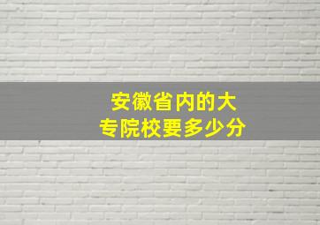 安徽省内的大专院校要多少分