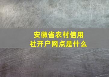 安徽省农村信用社开户网点是什么