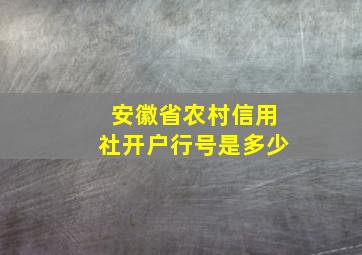 安徽省农村信用社开户行号是多少